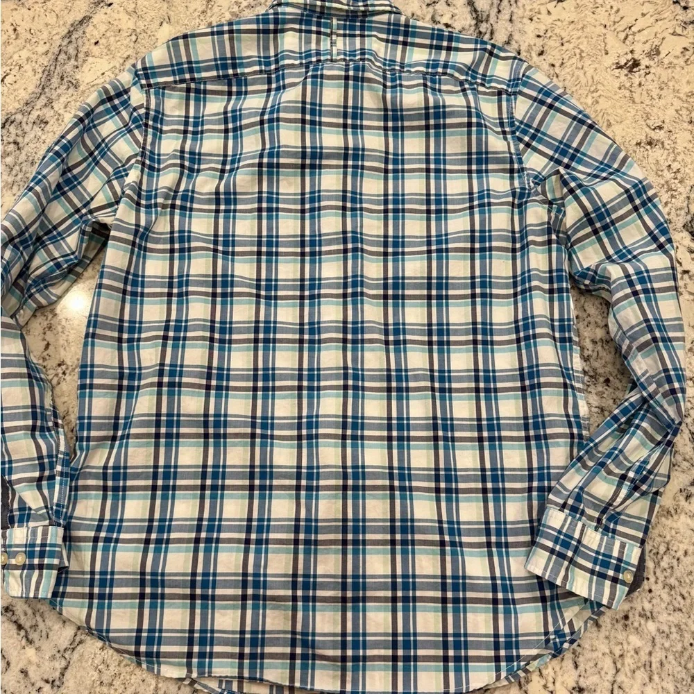 Banana Republic Camden Fit Blue Plaid Button Down Shirt L